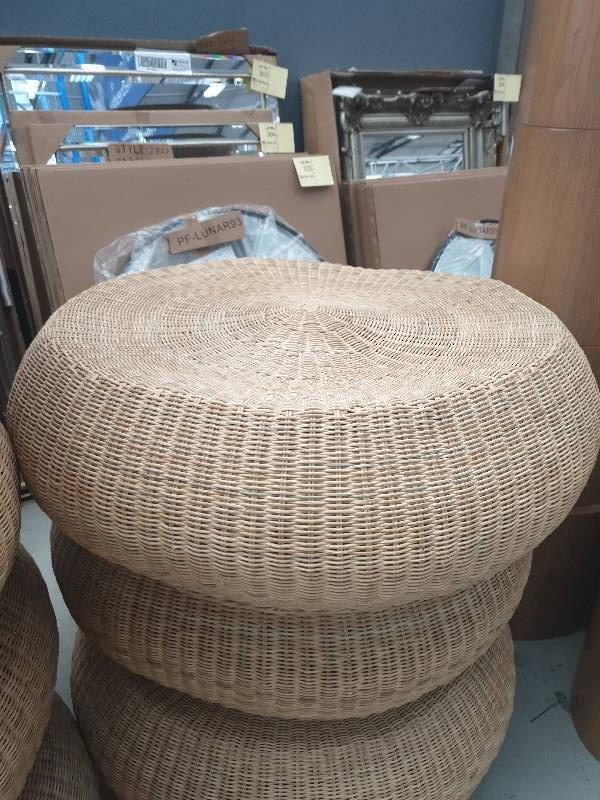 EX DISPLAY HOME FURNITURE - CANE COFFEE TABLE ROUND SOLD AS IS