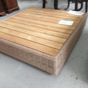 EX DISPLAY HOME FURNITURE - RATTAN & TIMBER COFFEE TABLE SOLD AS IS