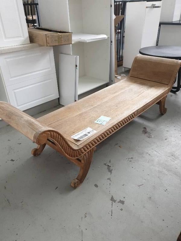 EX DISPLAY HOME FURNITURE - BALI TIMBER OUTDOOR LONG BENCH SEAT SOLD AS IS