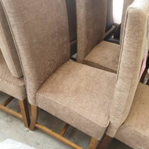 EX DISPLAY HOME FURNITURE - BEIGE HIGHBACK DINING CHAIRS SOLD AS IS