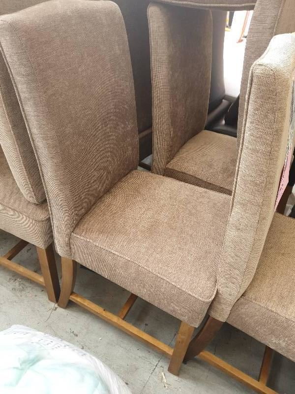 EX DISPLAY HOME FURNITURE - BEIGE HIGHBACK DINING CHAIRS SOLD AS IS