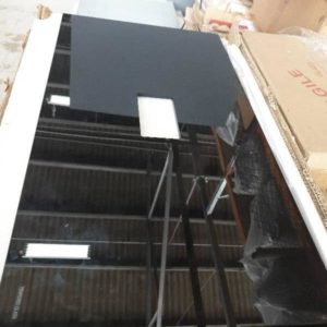 BLACK GLASS SPLASHBACK WITH HOLE IN MIDDLE FOR POWERPOINT BLACK H-6-32 4 SHEETS PER BOX RRP$180