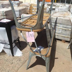 EX HIRE - SILVER & TIMBER BENCH SEAT SOLD AS IS