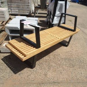 EX HIRE - TIMBER & BLACK BENCH SEAT SOLD AS IS