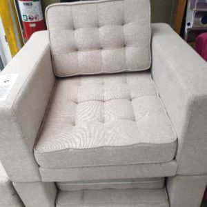 EX FURNITURE HIRE - RETRO BEIGE ARMCHAIR SOLD AS IS