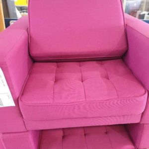 EX FURNITURE HIRE - RETRO PINK ARMCHAIR SOLD AS IS "NO LEGS"
