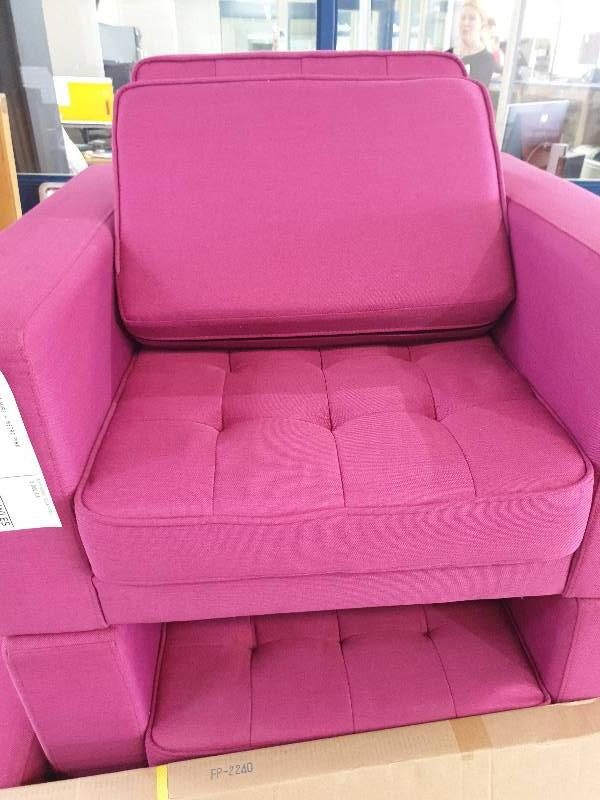 EX FURNITURE HIRE - RETRO PINK ARMCHAIR SOLD AS IS "NO LEGS"