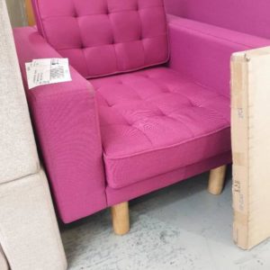 EX FURNITURE HIRE - RETRO PINK ARMCHAIR SOLD AS IS **DISPLAY WITH LEGS"