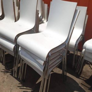 EX HIRE WHITE PLY DINING CHAIRS SOLD AS IS