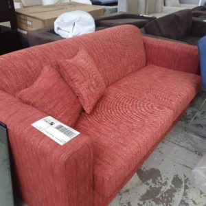 EX FURNITURE HIRE - RED COUCH 2 SEATER SOLD AS IS