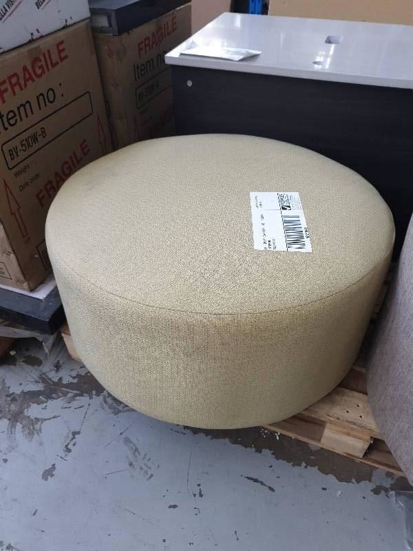EX DISPLAY HOME FURNITURE - YELLOW OTTOMAN SOLD AS IS