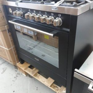EX DISPLAY EURO EMD900FAN BLACK 900MM FREESTANDING OVEN WITH 6 BURNER GAS COOKTOP WITH ELECTRIC OVEN WITH 3 MONTH WARRANTY RRP$2634