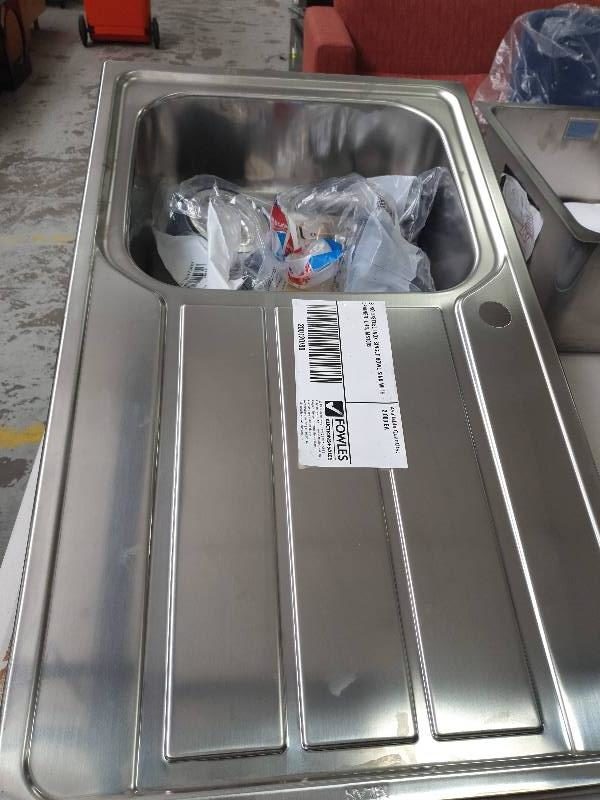 EURO S/STEEL INOX SINGLE BOWL SINK WITH DRAINER LHB MS100S