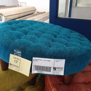 EX FURNITURE HIRE - BLUE OTTOMAN SOLD AS IS