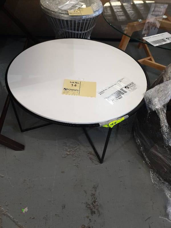 EX FURNITURE HIRE - WHITE COFFEE TABLE SOLD AS IS