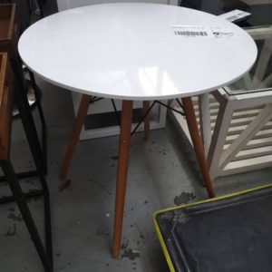 EX FURNITURE HIRE - WHITE SIDE TABLE SOLD AS IS