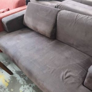 EX FURNITURE HIRE - BEIGE 2 SEATER COUCH SOLD AS IS