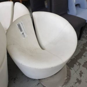 EX FURNITURE HIRE - WHITE SWIVEL CHAIR SOLD AS IS