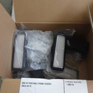 BOX OF PORTABLE PHONE COVERS SOLD AS IS