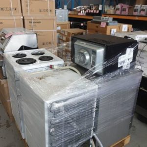 PALLET OF ASSORTED APPLIANCES NO WORKING AND SOLD AS IS NO WARRANTY