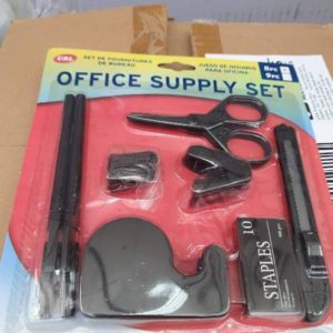BOX OF OFFICE SUPPLIES SOLD AS IS