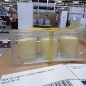 BOX OF 24QTY 3 PIECE CANDLE SETS SOLD AS IS