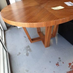 EX FURNITURE HIRE - TIMBER ROUND DINING TABLE SOLD AS IS