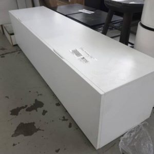 EX FURNITURE HIRE - WHITE ENTERTAINMENT UNIT SOLD AS IS