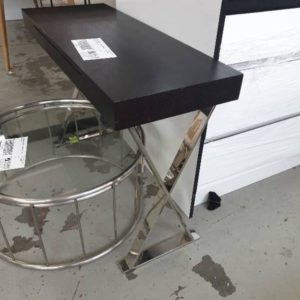 EX FURNITURE HIRE - SMALL DESK WITH CROSS LEGS SOLD AS IS