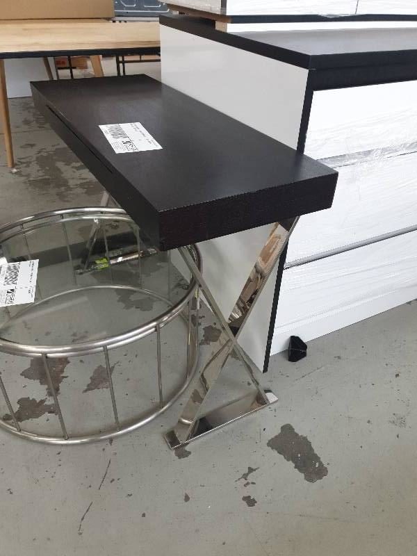 EX FURNITURE HIRE - SMALL DESK WITH CROSS LEGS SOLD AS IS