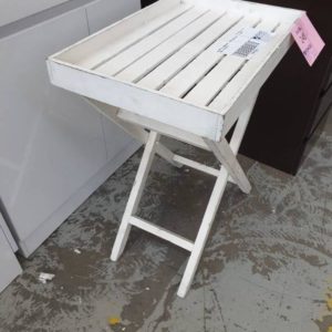 EX DISPLAY FURNITURE - WHITE SIDE TRAY TABLE SOLD AS IS