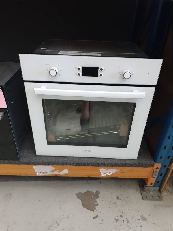 EUROMAID EW7 WHITE GLASS ELECTRIC OVEN 600MM WITH 7 COOKING FUNCTIONS WITH 3 MONTH WARRANTY SOLD AS IS