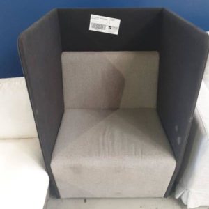 EX FURNITURE HIRE - GREY HIGH SIDED CHAIR SOLD AS IS