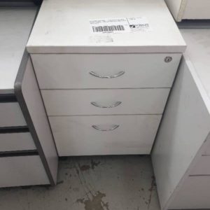EX FURNITURE HIRE - LOCKABLE 3 DRAWER FILING CABINET MAY OR MAY NOT HAVE KEYS SOLD AS IS