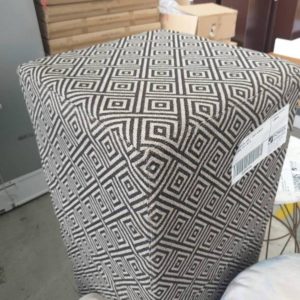 EX FURNITURE HIRE - GREY & WHITE OTTOMAN SOLD AS IS