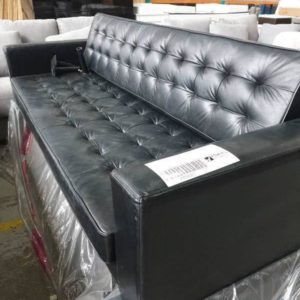 EX FURNITURE HIRE - BLACK VINYL RETRO COUCH SOLD AS IS NO LEGS