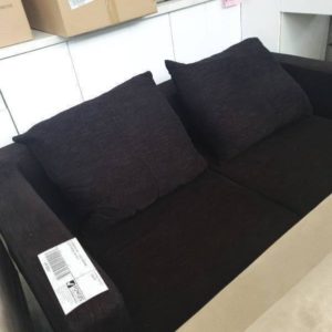 EX FURNITURE HIRE - BLACK MATERIAL 2 SEATER COUCH SOLD AS IS