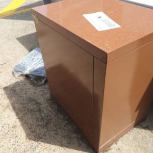 SECOND HAND FURNITURE - BROWN METAL FILING CABINET SOLD AS IS