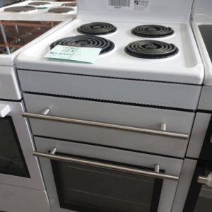 EX DISPLAY EUROMAID GG54RRW WHITE 54CM ALL ELECTRIC FREESTANDING OVEN SEPARATE GRILL COOL TOUCH DOORS & 5 COOKING FUNCTIONS RRP$799 3 MONTH WARRANTY