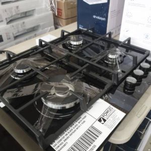 NEW TEKA IGG60 BLACK 60CM 4 BURNER GAS COOKTOP ON BLACK GLASS WITH FRONT CONTROL KNOBS RRP$549 WITH 2 YEAR WARRANTY