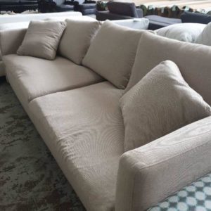 EX HIRE - LINEN BEIGE 3 SEATER COUCH SOLD AS IS