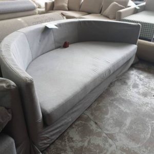 EX HIRE - GREY HALF MOON COUCH SOLD AS IS