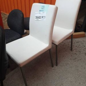 EX HIRE - WHITE PU DINING CHAIR SOLD AS IS