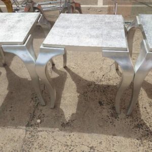EX HIRE - SILVER SQUARE SIDE TABLE SOLD AS IS