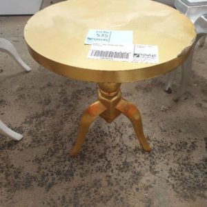 EX HIRE - GOLD ROUND SIDE TABLE SOLD AS IS