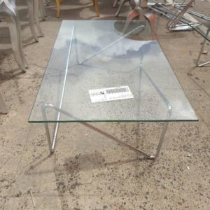 EX HIRE - CHROME & GLASS COFFEE TABLE RECTANGLE SOLD AS IS