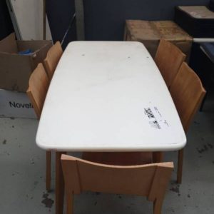 SECOND HAND - DINING TABLE & 6 CHAIRS SOLD AS IS
