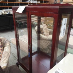 SECOND HAND - TIMBER GLASS DISPLAY CABINET SOLD AS IS