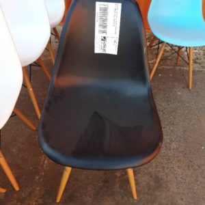 EX FURNITURE HIRE - BLACK DINING CHAIR WITH TIMBER LEGS SOLD AS IS