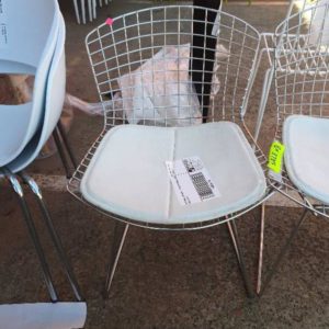 EX FURNITURE HIRE - WHITE & CHROME CHAIR SOLD AS IS